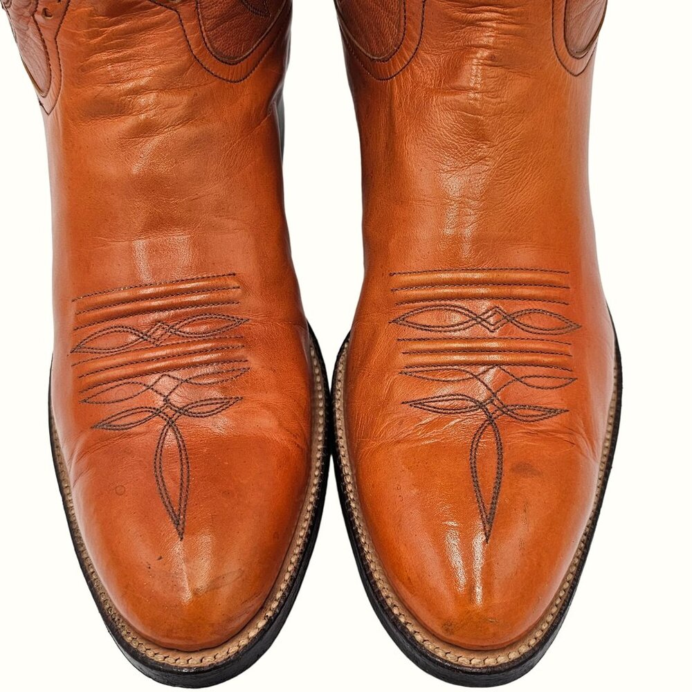 Kangaroo Exotic Bona Allen Cowboy Boots Mens 8D Rust Orange Leather Western 8268 - Picture 2 of 16
